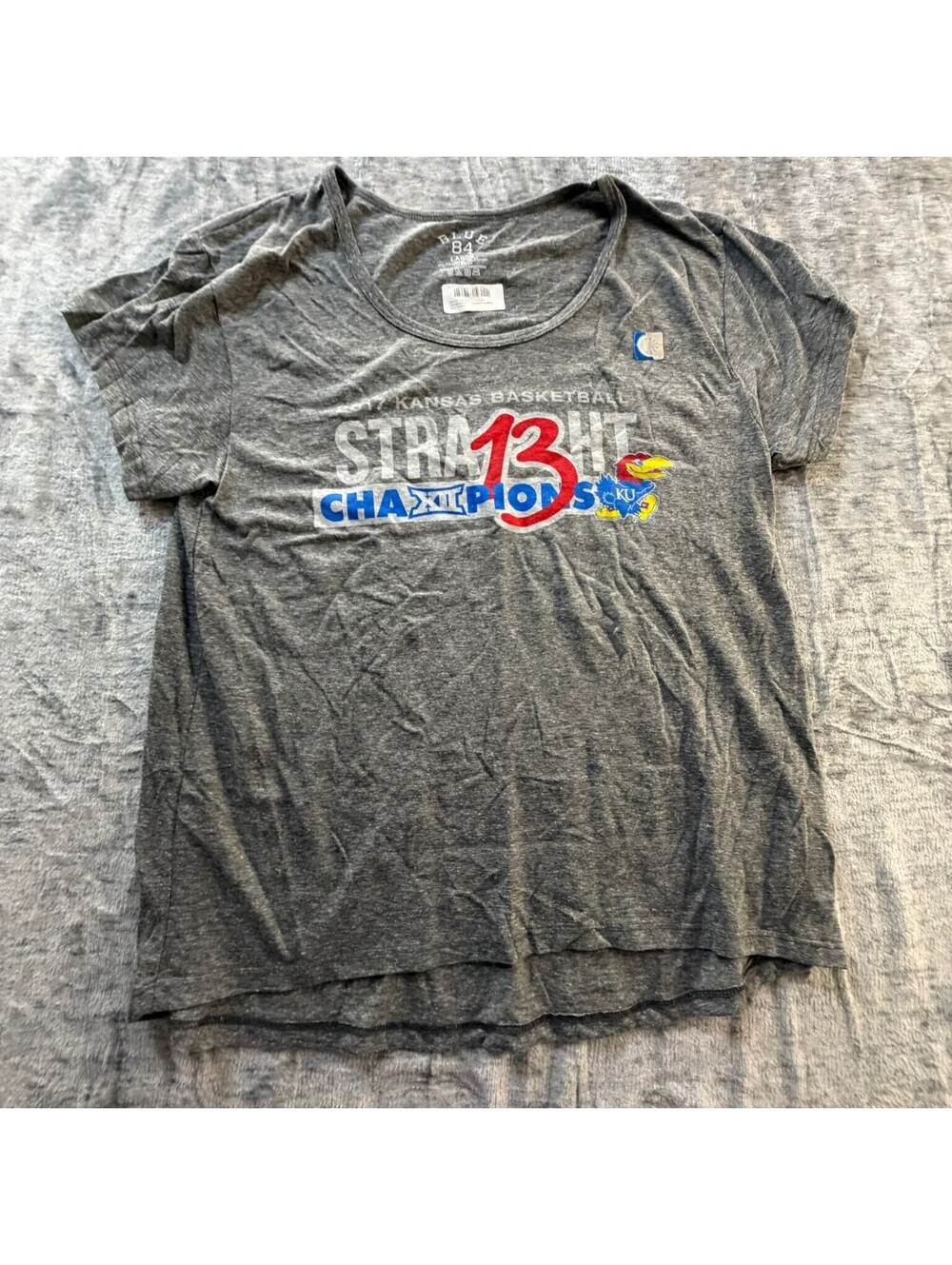 Kansas Jayhawks T-Shirt Jayhawk Mascot Size Large Big 12